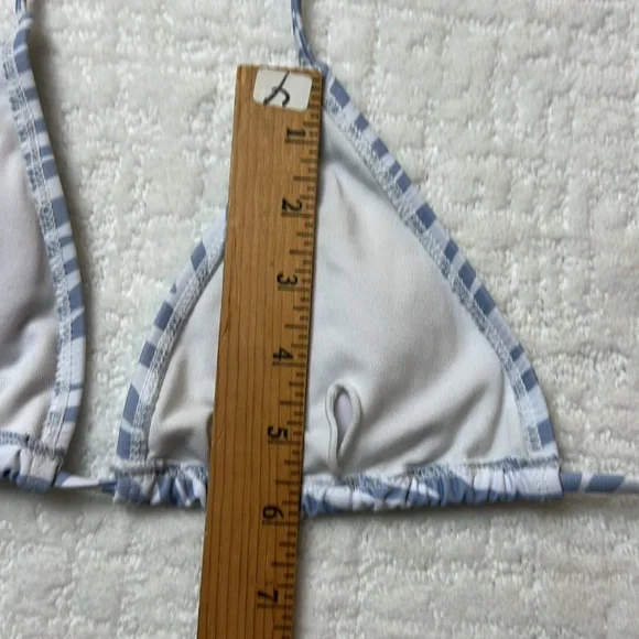 Zebra Print Periwinkle Purple White Triangle String Bikini Top Padded M - Picture 4 of 5